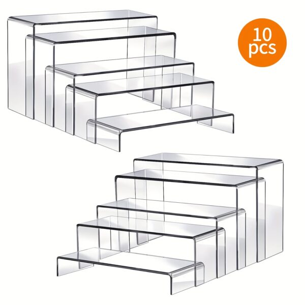 TOMNK 10/20pcs Acrylic Risers for Display, Retail Display Rack, Clear Organizer Stands for Grocery Store And Office, Acrylic Display Risers for Show Figures, Cupcake, Jewelry, Toys, Perfume And More, Muti Sizes, for Halloween And Christmas