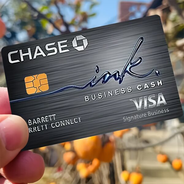 Visa Business Cash Card - Chase Ink Signature Business Credit Card with Orange Pumpkin Design, Durable PVC Material, Ideal for Business Expenses & Travel, Business Credit Card, Travel Payment, Modern Card Design, Secure Payment