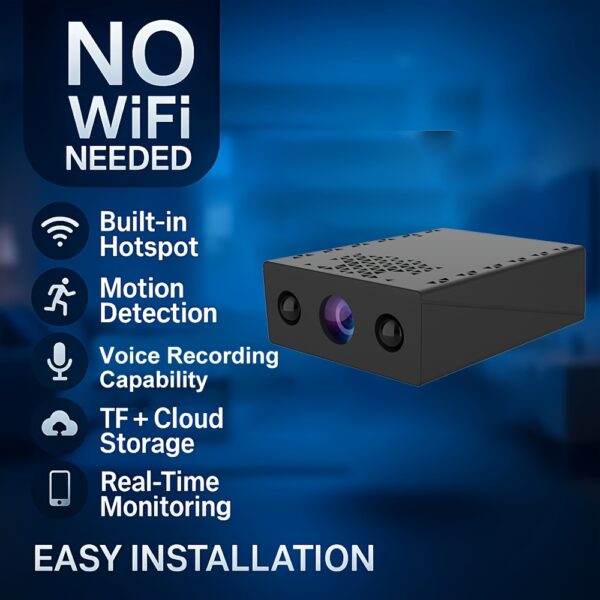 Full HD 1080P Mini Wireless Security Camera with Night Vision, Motion Detection & Voice Recording, Built-In AP Hotspot (No Internet Needed), Cloud/SD Storage, Easy Install, 93-111° Wide Angle, USB-Powered Indoor/Outdoor Surveillance Camera for Home, Apartment, Garage, Porch, Pet Monitoring, Compatible with Alexa & Assistant, Real-Time Alerts, Indoor Monitoring, Outdoor Monitoring, Compact Design, Sleek Security Device, Highdefinition Video, Durable Construction, Smart Surveillance