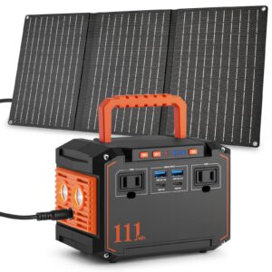 Portable Power Station 240/111/88/83Wh With 60/40/30/21W Solar Panels With AC Outlet 110V(3*USB A, 2*USB C, 2*AC, 2*DC) Solar Generator For Travel Home Emergency Hurricaneth