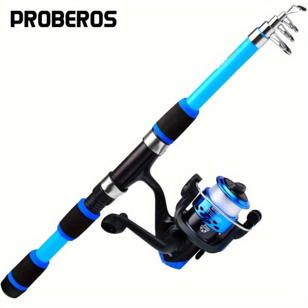 c0c6557c-7feb-41d9-af40-447760e25c39.jpg PROBEROS Telescopic Fishing Rod - Fast-Retracting Lightweight Baitcasting/Presharged Fishing Pole with, Glass Fiber Construction, Extendable Shaft for Freshwater/Saltwater Fishing - Ideal Gift for Anglers (4.9ft/5.6ft), Angler Equipment, Sleek Design, Durable Construction, Outdoor Sportsmen