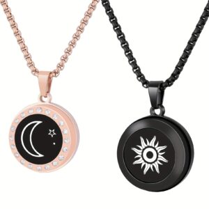 Long Distance Touch Necklaces, Vibration & Light up Remote Smart Matching Couples Necklace for Couples Lovers Family Friends Festival Long Distance Relationship Girlfriend Boyfriend Xmas Gifts Necklace Men Women Fashion Jewelry Set, Simply Tap Your Necklace Your Partner'S Necklace Will Flash and Vibrate, No Matter How Far You are, Symbolizes Sun and Moon Eternal Love