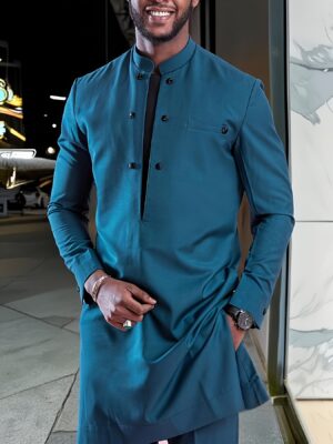 Casual Men'S Plus Size 2pcs Set, Long Sleeve Top with Contrast Pockets, Round Neck Shirt + Elastic Waist Pants, New Seasonal Style for Street Outings, Dates, Travel, Birthdays, and Weddings, PLUS SIZE