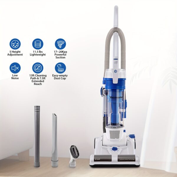 Upright Vacuum Cleaner Power Suction Bagless Vacuum Cleaner Portable Floor Cleaner with 20ft Cord & 13 Inch Cleaning Path for Carpet, Hard Floor And Pet Hair