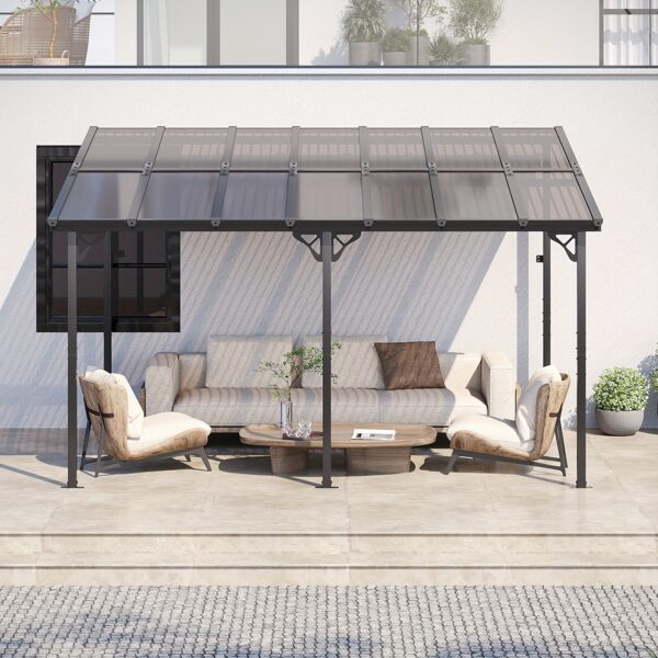 c2977fbd-9673-4190-b18a-d9a3b1d2dbd9.jpg Oneinmil 10x12 Hard Top Gazebo Pergola Kit - Wall-Mounted Lean-to Aluminum Awning with Canopy Roof, All-Weather Outdoor Cover, Heavy-Duty Steel Frame & Powder-Coated Black Frame, 10x10/10x14 Size Options, Easy Assembly for Patio, Backyard, Deck - Ideal for Residential & Commercial Use, 5-Year Warranty (Compatible with Outdoor Furniture), Pergola And Gazebo, Gazebo Outdoor Heavy Duty, Gazebo Outdoor, Canopy Outdoor, Gazebo Outdoor Hard Top, Hard Top Gazebo Outdoor, Hardtop Gazebo