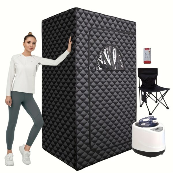 Portable Steam Sauna Box For Home One Person Full Body Sauna Spa With 3L 1200W Steam Generator, Remote Control, Foldable Chair, Home Sauna Tent For Gym, Yoga, Pilates