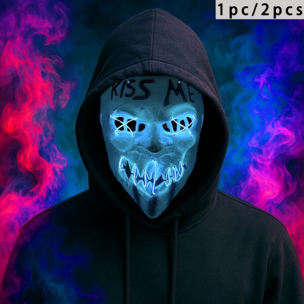c40e1fae-71a8-40d7-80d0-5878bc189033.jpg 2pcs/1pc - Scary Glowing Masks Kissme Masks - Pink/Red/Blue/Fluorescent Green - Requires a Starte