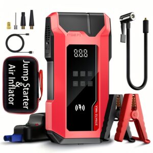 5000A Portable Wireless Car Inflator/Starter Power Supply, Suitable for 12V Rapid Vehicle Starting, with USB Input and Output, LED Emergency Light, Automotive Parts Tools (Single Starter and Starter with Inflation Function), 2 Styles