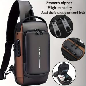 [Anti-Theft Crossbody Bag] Durable Anti-Theft H7 3-5DAYS Men's Password Lock Crossbody Bag | Adjustable Strap, Multiple Compartments, Zipper Closure, Ideal for Motorcycle, Casual Sports, Daily Commute & Urban Hiking, Secure Travel Bag, Sleek Design, Sturdy Construction