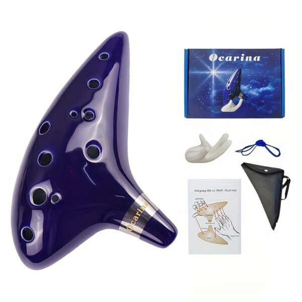 [Ceramic Ocarina] FF Bonfires 12 Hole Ceramic Ocarina Flute Music Instrument | Durable and Stylish Blue Ceramic Ocarina for Flute Players