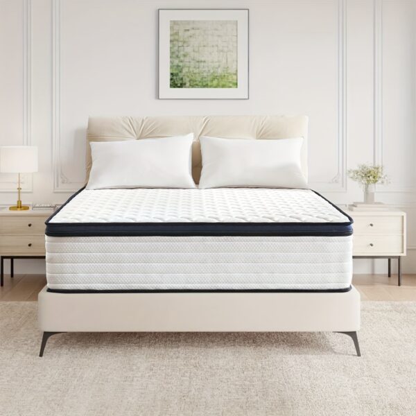 Hybrid Mattress 10"/12"/14" Mattress - Memory Foam & Pocket Springs, Pressure Relief, Medium Firm Comfort, Motion Isolation, Ideal For All Sleep Positions, Individual Coil System For Perfect Support