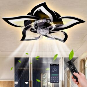 27" Ceiling Fan With Light, Low Profile Ceiling Fan, Flush Mount, 6 Speeds, 3 Color Dimmable Remote & App Control Stylish Ceiling Light For Room Decor, Bedroom Decor, Living Room