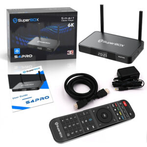 SuperBox S4 Pro Android TV Box | 6K & 4K UHD Streaming | Dual-Band WiFi | Voice Control | 4GB/2GB RAM + 32GB Storage | Parental Lock | Time-Shift Playback | Media Player