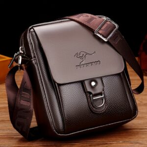 Men's Microfiber Leather Shoulder Bag Basic Style with Buckle for Daily Commute - Adjustable Strap No-Print Messenger Bag - Business Casual Crossbody Bag