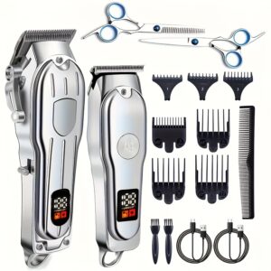 Men's Electric Hair Clipper Set, Hair Clipper Set, Home Electric Hair Clipper Set, USB Charging Electric Hair Clipper, Alloy Blade, LCD Display, Carving Design, for Home Car Travel, Father's Day Gift, Barber Clippers Set, Barber Kits, Barber Trimmers, Barber Clipper Set, Travel Grooming, Personal Grooming, Modern Trimmer, Compact Grooming Tool, Precision, Highquality Trimmer, Grooming Kit, Travel Essential, Home Barber