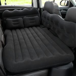 Portable Foldable Car Air Bed Kit with PVC Surface - Includes Air Pump & Two Pillows, Ideal for Outdoor Travel & Camping, Easy Cushion Conversion for Vehicle Interiors, Foldable Bed