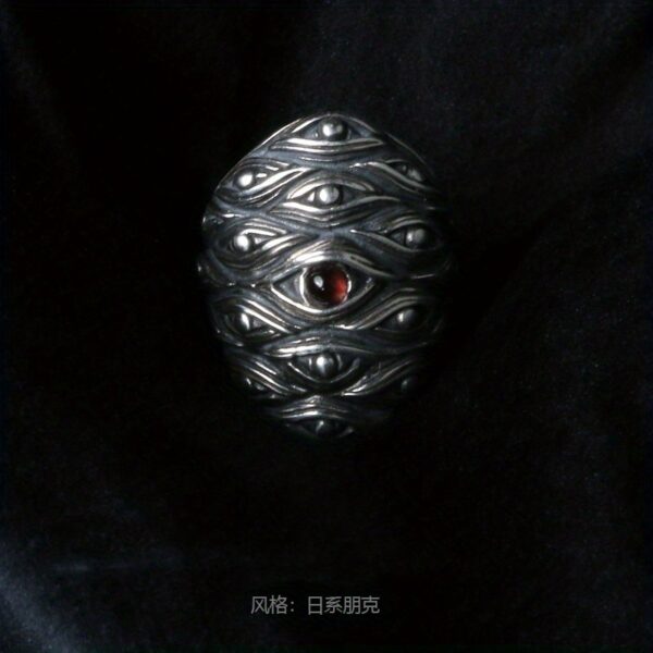 1pc Chiba Retro Hundred Eyes Monster Ring - Vintage Gothic Men's Jewelry with Intricate Eye Motif & Synthetic, Dark Fantasy Nightclub Accessories, Durable Metal Statement Ring for Bold Style, Nightclub Jewelry, Embellished
