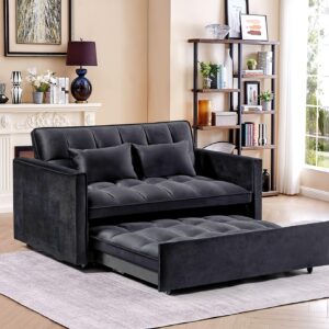 c6c5d787-845b-4397-9920-bdbe0e909e95.jpg 55 Inch Sleeper Sofa - Pull-Out Folding Sofa Bed with Hardwood Frame, 2-Seat Contemporary Design, No Assembly Required, Space-Saving Convertible Sofa for Small Apartments & Guest Rooms, Sofa Bed for Living Room, Guest Room Furniture, Modern Home Decor, Durable Construction, Apartment Furniture, Minimalist Decor, Sturdy Frame, Urban Dwellers