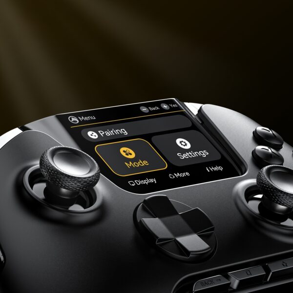 Interactive Screen Wireless Gaming Controller For PC/Switch/iOS/Android/Steam Deck, Hall Effect Stick & Trigger, RGB Lighting, Remappable Buttons, 1800mAh With Charging Dock -V2/Black(No Drift), [Notice]Not Compatible With Xbox And PS5