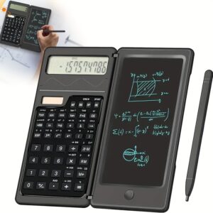 1 Ultra-Slim Erasable LCD Writing Board & Scientific Calculator - 10-Digit, Dual Power (Solar & Lithium Battery), Ideal for Math, Physics & Geometry, with Electronic Components，back to school supply