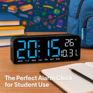 TIMESS Large Digital Alarm Wall Clock, Large LED/dual Alarm/brightness Adjustment/date/daylight Saving Time/temperature/12/24 Hour Switch, Suitable for Living Room, Bedroom, Office Decoration Gifts, Suitable for Students During The Back-to-school, Student Essentials, Bedroom Decor, Sleek Design, Contemporary Timepiece, Precision Timekeeping, Durable Abs Material, Temperature Display, Dual Alarm Clock, Office Workers, Gift Shoppers