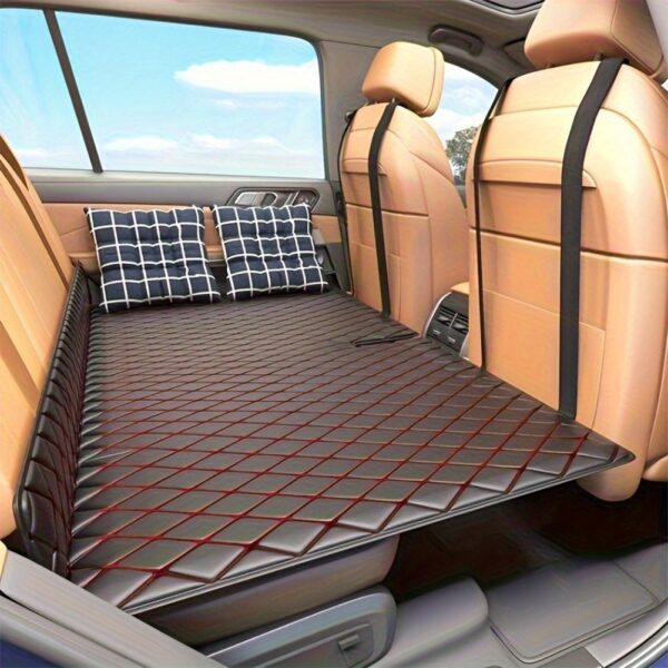 Thickened Faux Leather Car Mattress - Foldable Universal Back Seat Sleeping Pad, Non-Inflatable Travel & Camping Car Bed, Portable Inflatable Car Seat Cover for SUVs, Trucks, SUVs