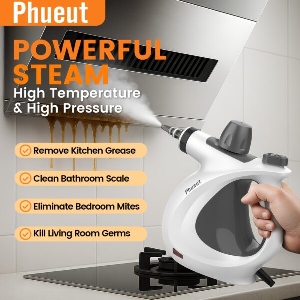 1Pc 1050W High-Power Portable Handheld Steam Cleaner Quick Heating, 12 Brush Heads For Versatile Cleaning In Kitchens, Bathrooms, Furniture & Cars - Us Plug, Large Capacity Water Tank, Steam Cleaner For Car