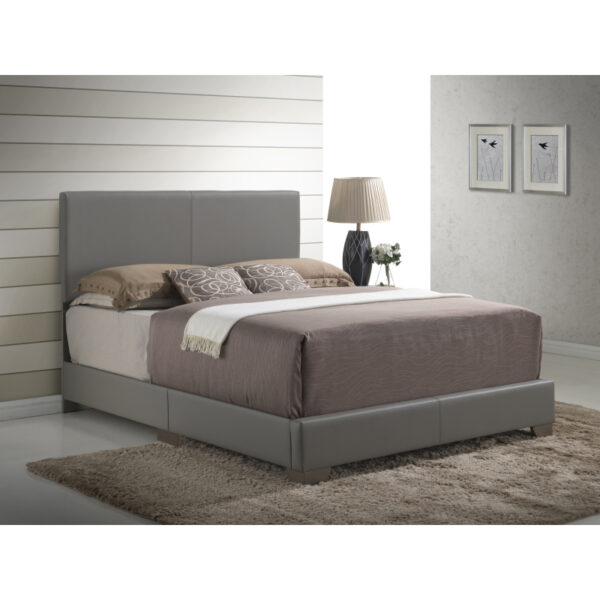 Modern Light Grey Full Bed Frame with Storage Headboard - Sturdy Non-Wood, Easy Assembly, Durable Bed for Queen-Sized Comfort, Fits Standard Mattresses, Ideal for Small Spaces & Contemporary Bedrooms, Neutral Design in Light Grey & Brown Tones, Beds, Bedroom Furniture