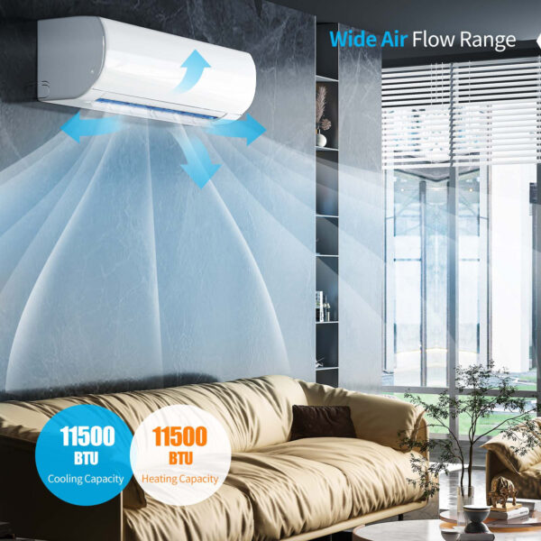 TABU-11500BTU Mini Split Air Conditioner&Heater with Heat Pump, 110-120V 19 SEER2 Wall-Mounted Ductless AC with Inverter, Compatible with Alexa, Energy Saving, Cools Rooms up to 750 Sq.Ft