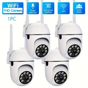 [1080P JOOAN Security Camera] JOOAN 1080P Wireless Security Camera | WiFi Enabled, Auto Tracking, AI Human & Motion Detection, Color Night Vision, 355° Pan & 90° Tilt, Two-Way Audio, Voice Intercom, Multi-User Sharing, USB-Powered, App-Controlled, White, Home Surveillance, Sleek Design, Robust Construction
