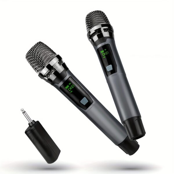 [Wireless Microphone K1] Wireless Microphone K1 Grey | 20H Duration, 98 FT Distance Receiving, Rechargeable Battery, Echo Effect, for Karaoke Singing, Video Recording, Party