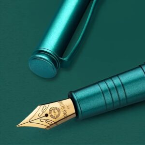 1pc Luxury Metal Fountain Pen, 0.38mm Iridium Nib, Elegant Writing Instrument with Ink Converter for 3.4mm Cartridges - Durable Metal Body, Click-off Cap, Extra Fine Point for Office and School Use, Precision Writing Pen|Textured Grip Pen|Sleek Metallic Finish