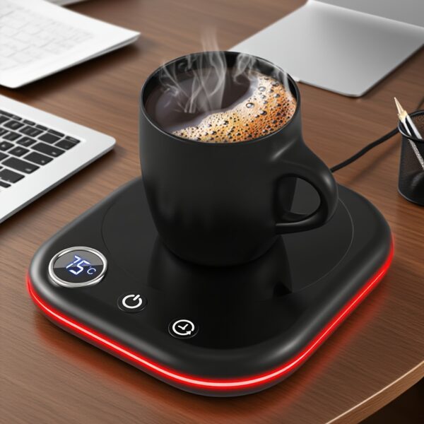 Smart Electric Coffee Mug Thermos with Digital Temperature Display, 4-Hour Auto Shut-Off & 3 Heat Settings, 1-12H Timer, Plug-in Countertop Heater for Coffee, Tea, Milk, Cocoa - Ideal Christmas Gift (Black, 110V, US Plug) - Energy-Efficient Design, Coffee Cup Warmer, Heating Mug, Coffee Cup Warmer Cordless, Coffee Cup Heater, Coffee Cup Warmer USB, Tea Warmer, Mug Warmer Auto Shut Off, Coffee Warmer For Desk, Mug Warmer For Desk, Coffee Mug Warmer, Heated Coffee Mug, Tea Pot Warmer