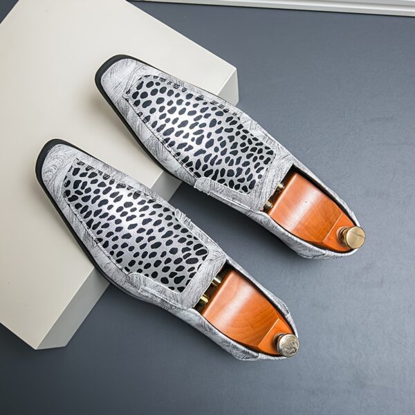 [Soft Microfiber Leopard Print Loafers] Men's Sleek Leopard Print Pointed-Toe Loafers - Slip-On, Soft Microfiber Faux for Business & Casual Wear