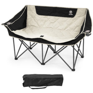 FITVIDS 2-Person Oversized Camping Chair,Heavy-Duty Outdoor Chair for Friends,with Cup Holders, Armrests and Carry Bag – Portable, Collapsible Design for Beach, Picnics, Backyard and Camping