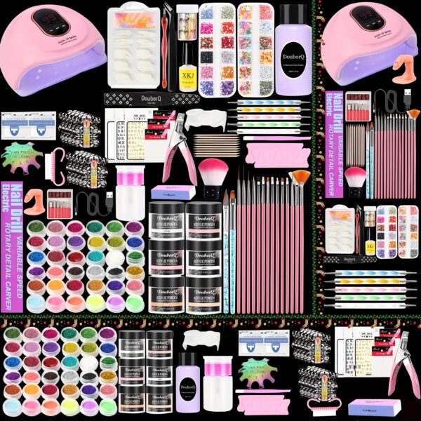 Acrylic Nail Kit with Drill And U V Light Full Nail Kit Set Professional Nail Starter Kit for Beginners Acrylic with Everything