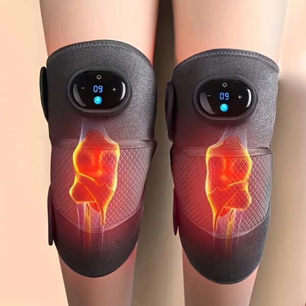 Knee Massager with Heat - 3 Adjustable Heating Pad -Keeps Knees Warm, Heating Pad for Joints, Muscles, Close-to- Beige Comfort, Anti-slip Design, Breathable Fabric, Ideal Gift, Knee Brace for Men & Women - The Winter Essential for Cold-Weather Comfort.