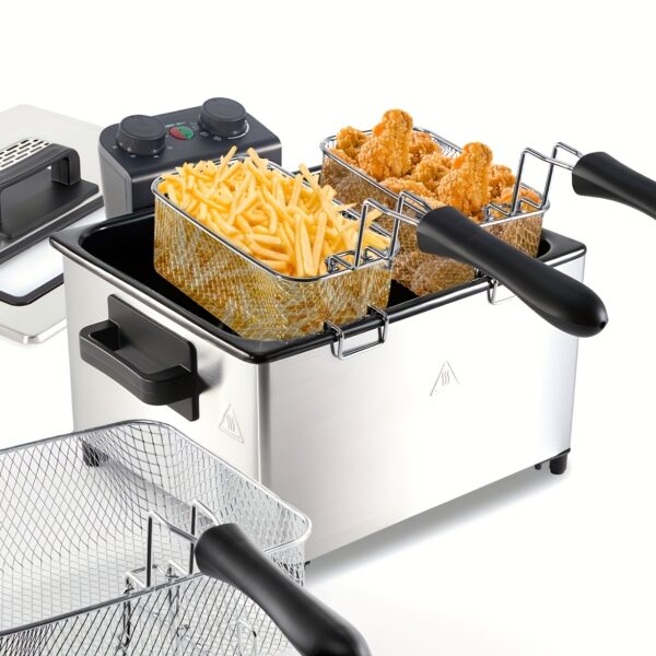 1.32gal Electric Deep Fryer, 1700W Large Fryer with Time & Temperature Control for Home Use, Kitchen Essential, Local Warehouse, Frying Baskets, Lid with View Window, Stainless Steel, Gift for Cristmas & Halloween. Suitable for Cooking Chicken, Fries., Small Fryer with Strainer, Large Deep Fryer Pot with Basket, Frying Pan Set, Fry Pot with Lid And Strainer, Deep Fryer Pot Small with Strainer, Home Frying, Cooking Tool, Sleek Design, Compact Fryer, Durable Construction,