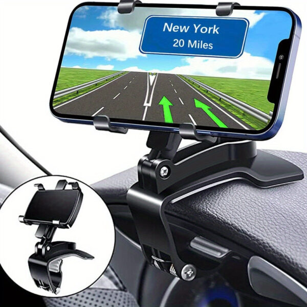 1pc, Universal Car Mobile Phone Holder, 360 Degree Rotating Dashboard Mobile Phone Holder [Upgraded Clip Never Falls], Suitable for iPhone, Samsung, Google, Nokia and 4 to 7 Inch Smartphones Car Mobile Phone Holder
