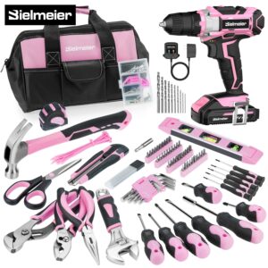 ce34335f-c525-484b-80d9-2536c7bd9176.jpg Bielmeier 236pcs Pink Tool Kit, Essential Home Tool Kit For Women, With 20V Cordless Drill Driver, 2-Speed, Various Torque Adjustments, Including Various Hand Tools, Screwdriver And Drill Bits, Pink Tool Bag, Ideal For Home Improvement, DIY