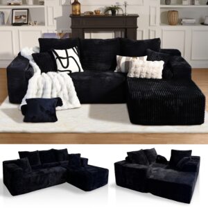 106" Modular L-Shaped Sectional Sofa with Chaise Lounge - No Assembly Required, Deep Seat Couch, Plush Corduroy Upholstery, Modular Living Room Furniture for Large Spaces - Modern Minimalist Design, Sectional Sofa for Living Room, Sophisticated Seating, Thick Cushioned Comfort, Home Seating, Sleek Design, Durable Fabric, Spacious Seating