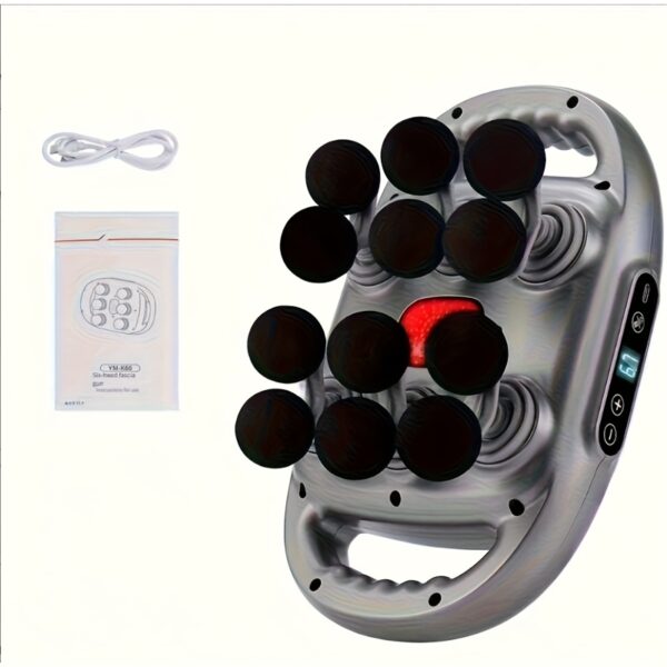 1pc Handheld Massage Gun, 12-Head Multifunctional Massager, USB Rechargeable, with Storage Case, Great Gift for Family And Friends, with 6-Head Replacement Parts