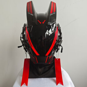 Futuristic LED Sci-Fi Mask - Glowing Purple & Blue Neon Design, Adjustable Strap for Cosplay, Halloween, Costume Parties - Durable Plastic Costume Accessory, Halloween Costume, Sci-Fi Theme, Glowing Lights