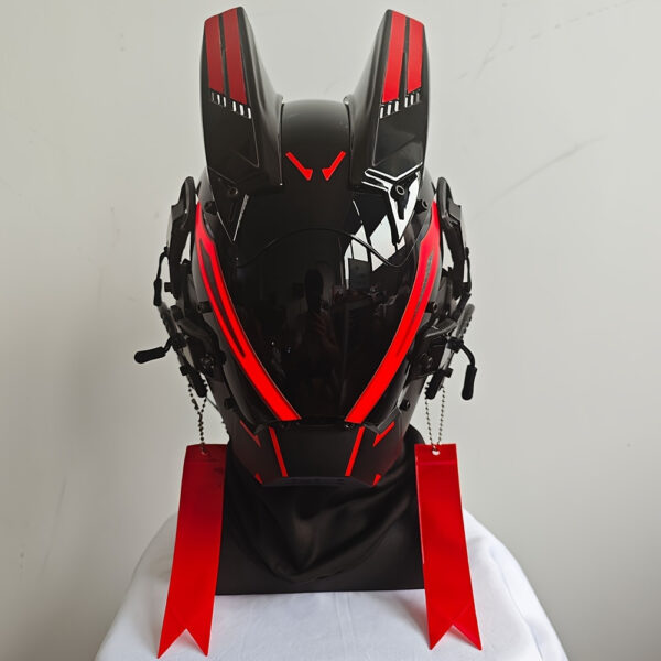 Futuristic LED Sci-Fi Mask - Glowing Purple & Blue Neon Design, Adjustable Strap for Cosplay, Halloween, Costume Parties - Durable Plastic Costume Accessory, Halloween Costume, Sci-Fi Theme, Glowing Lights