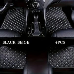 [Heavy-Duty Car Floor Mats] 4pcs Heavy-Duty Anti-Slip Car Floor Mats | Full Coverage for Driver, Passenger, Rear Seats & Console - PU Leather Non-Slip Surface, All-Weather Protection, Easy to Clean, Scratch-Resistant, Diamond Pattern Design - Fit for Cars, Trucks, SUVs, Vans