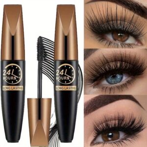 2pcs Of Waterproof Fiber Mascara, Thick And Curled Eyelash Clusters, All Skin Tones, Non-miscible Black Formula, Voluminous, Waterproof, No Clumping, Smooth And Easy To Apply. It Is A High-quality Valentine'S Day Gift For Ladies.halloween.
