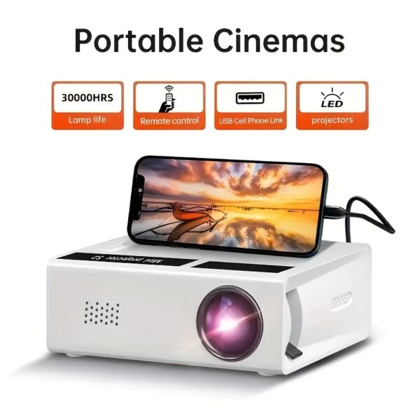 [Home Essential - Mobile Projector] Support 1080P High-definition Portable Video Projector, Home Theater Projector, Mini Outdoor Projector, Support Mobile Screen Mirroring - with Remote Control Remote Operation, Compatible with IOS/Android/TV Stick/laptop And Other USB Devices, Suitable for Outdoor, Camping, Office, Family Gatherings Other Places, Christmas, Halloween Gifts, Portable Projector, Projector for Movies On Wall, Portable Projector Screen Motorized,