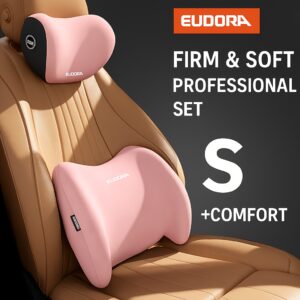Car Neck Pillow & Lumbar Support Set - Ergonomic Neck and Back Support, High-Density Foam Filling, Comfortable for Long Drives, Vehicle Neck & Waist Cushion (1 Neck Pillow + 1 Lumbar Cushion)