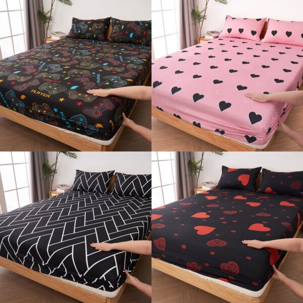 2/3pcs Fitted Sheet Set - Bedding Bundle with Mattress Encasement, Breathable & Machine Washable for Twin/Full/Queen/King Beds, Machine Washable, Sleep Comfort, Home Essentials, Cartoon Design, Modern Sheets, Highquality Sheets, Durable Fabric, Bed Cover, College Students, Family Households