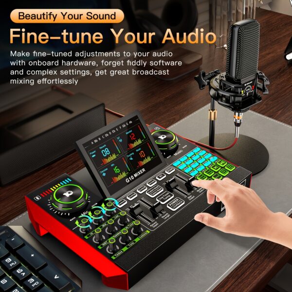 Professional Microphone Mixer Kit, Studio Kit With Vocoder, Live Sound Card, Singing Game DJ Mixer Controller Device, Laptop Live Plug And Play, Cell Phone Recording Electronic Music Mixer For Live Recording, Game Voice, Podcast Streaming Creation